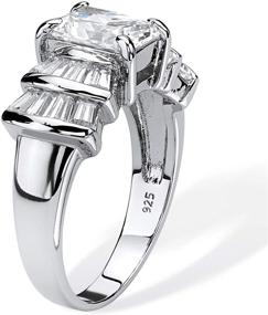 img 3 attached to 💍 Emerald Cut & Baguette Cubic Zirconia Step Cut Engagement Ring in Yellow Gold-Plated or Platinum-Plated Sterling Silver