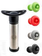 premium stainless steel vacuum wine saver pump with 4 vacuum colored bottle stoppers - wine sealer & preserver логотип