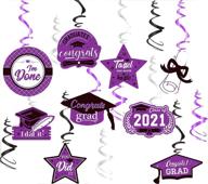 🎓 украшения для выпускного вечера qian's party - фиолетово-серебряные подвесные завитки 2021 года 15 штук - фиолетово-серебристый класс 2021 года - фон для фотозадника, потолка - домашние украшения для выпускного вечера в классе - фиолетово-серебристо-черные. логотип
