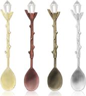 ☕️ iskybob 4-piece retro crystal spoon scoop set for coffee, tea, ice cream, and desserts - 4.6 inch long logo