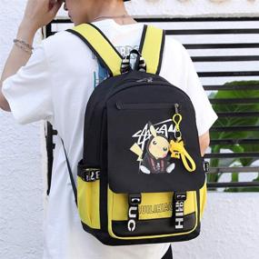 img 2 attached to 🎒 LAKEAUSY Fashionable Laptop School Backpack with USB Port - Travel Business Work Backpack featuring Cartoon Luminous Pikachu Pattern in Yellow