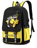 🎒 lakeausy fashionable laptop school backpack with usb port - travel business work backpack featuring cartoon luminous pikachu pattern in yellow logo