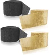 black crepe paper streamers rolls logo