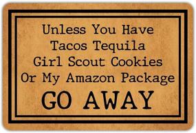 img 4 attached to 🌮 Funny Doormat with Ultimate Criteria: Tacos, Tequila, Girl Scout Cookies, Amazon Package - Stay Out!