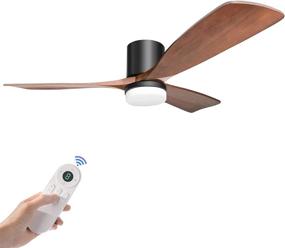 img 4 attached to 🔆 Hakkatronics 52-Inch Ceiling Fan Lights Dimmable - 6 Speed 9 Timer - 3 Carved Walnut Blades - Reversible DC Motor - Quiet Energy-Saving - Remote Control Included