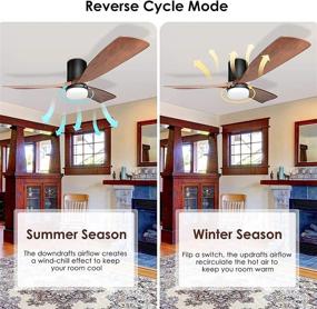 img 2 attached to 🔆 Hakkatronics 52-Inch Ceiling Fan Lights Dimmable - 6 Speed 9 Timer - 3 Carved Walnut Blades - Reversible DC Motor - Quiet Energy-Saving - Remote Control Included