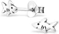 small sterling silver tiny shark earrings | studs for second hole or small ears (e28267) logo