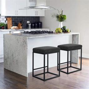 img 3 attached to 🪑 Sophia & William 24" Bar Stools Counter Height, Stylish PU Leather Upholstered Stools, Backless Dining Chairs for Kitchen Island Bar Pub Bistro, 300lbs Weight Capacity (Black, 1 Pack)