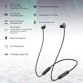 img 3 attached to 🎧 Беспроводные наушники - SIMGOT MTB2 Магнитные Bluetooth наушники, Затягивающий бас HiFi стерео наушники с микрофоном, Водонепроницаемые IPX7, 12 часов воспроизведения, Быстрая зарядка за 50 минут, Шумоподавляющие наушники