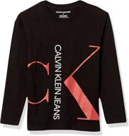 comfortably stylish: calvin klein boys' long sleeve tee for everyday fashion logo