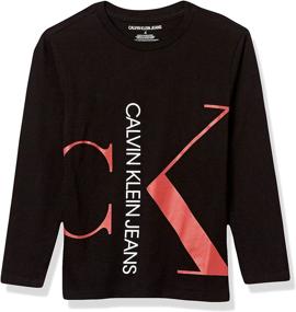 img 2 attached to Comfortably Stylish: Calvin Klein Boys' Long Sleeve Tee for Everyday Fashion