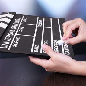 img 1 attached to 🎬 Movie Clapboard, 12"x11" Wooden Film Clap Board Hollywood Accessory with Black & White