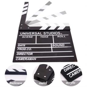 img 2 attached to 🎬 Movie Clapboard, 12"x11" Wooden Film Clap Board Hollywood Accessory with Black & White