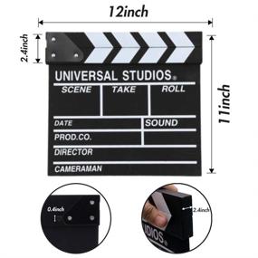img 3 attached to 🎬 Movie Clapboard, 12"x11" Wooden Film Clap Board Hollywood Accessory with Black & White