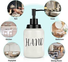 img 2 attached to 🧼 Farmhouse Soap Dispenser Set: Stylish Ceramic Hand & Dish Liquid Soap Dispenser with Soap Holder & Sponge Holder – Ideal for Kitchen and Bathroom Counter Décor