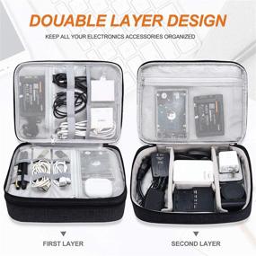 img 3 attached to 🔌 Ultimate Electronics Storage Case: Waterproof, Double-Layer Travel Cable Accessories Bag - Organize Cables, Chargers, Phones, Power Banks, Kindles, and More!