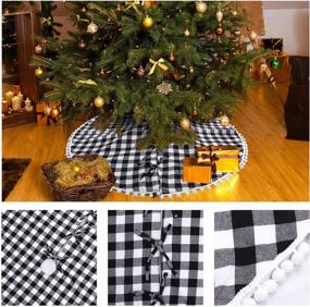 img 3 attached to 🎄 ХИАЛТОДЕЙ Буффало клетчатая ёлочная юбка: 48-дюймовое рождественское украшение для вечеринки и праздников