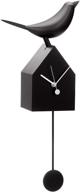 🐦 torre & tagus motion birdhouse clock: unique mid century modern house decor for bird lovers – beak movement and detachable pendulum – wall and shelf gift, 10.5x21.5x4.25, black logo