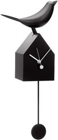img 4 attached to 🐦 Torre & Tagus Motion Birdhouse Clock: Unique Mid Century Modern House Decor for Bird Lovers – Beak Movement and Detachable Pendulum – Wall and Shelf Gift, 10.5x21.5x4.25, Black