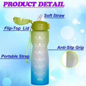 img 1 attached to 💧 32 oz Gotheedurs Motivational Water Bottle with Time Marker, Straw, and Leak-Proof Design – BPA Free, Non-Toxic, Ideal for Gym, Running, and Outdoor Activities