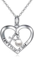 👼 peimko baptism gifts for girls: i am a child of god cross pendant necklace - sterling silver, perfect first communion gift for goddaughters - 14/16 inch logo