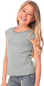 img 2 attached to Stylish Kavio Girls Lettuce Sleeve Heather Tops, Tees & Blouses - Perfect for Girls' Clothing!