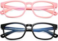 scvgver kid blue light blocking glasses 2 pack - unbreakable frames for boys & girls - computer gaming & tv glasses (all pink+ all black) logo