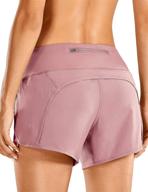 🩳 crz yoga women's mid-rise quick-dry athletic sports running workout shorts with zip pocket - 4 inches: stay comfortable and stylish while exercising logo