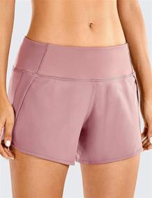 img 3 attached to 🩳 CRZ YOGA Women's Mid-Rise Quick-Dry Athletic Sports Running Workout Shorts with Zip Pocket - 4 Inches: Stay Comfortable and Stylish while Exercising