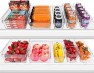 🥦 herkka 10 pack clear plastic refrigerator organizer bins | food storage with handles for freezer, cabinet, countertops | kitchen pantry organization and storage, bpa free logo