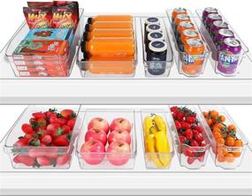 img 4 attached to 🥦 HERKKA 10 Pack Clear Plastic Refrigerator Organizer Bins | Food Storage with Handles for Freezer, Cabinet, Countertops | Kitchen Pantry Organization and Storage, BPA Free