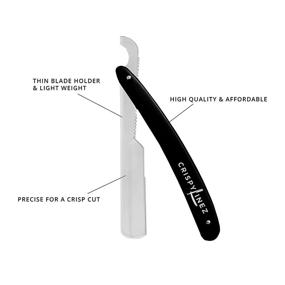 img 3 attached to 💈 Crispy Linez Barber Straight Razor with 10 Blades - Turkish Model in Black & Silver