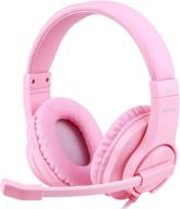 🎧 meedasy kids adults over-ear gaming headphone for xbox one & ps4, bass surrounding stereo, gaming headset with microphone and volume control for laptop, pc, wired noise isolation (pink) logo