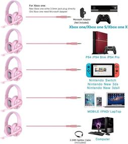 img 2 attached to 🎧 Meedasy Kids Adults Over-Ear Gaming Headphone for Xbox One & PS4, Bass Surrounding Stereo, Gaming Headset with Microphone and Volume Control for Laptop, PC, Wired Noise Isolation (Pink)