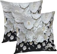 🦋 set of 2 batmerry winter pillow covers 18x18 inch – beautiful group variety white floral with small butterfly – double sided decorative throw pillows cases – unique covers for sofa couch bed logo
