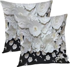 img 4 attached to 🦋 Set of 2 Batmerry Winter Pillow Covers 18x18 Inch – Beautiful Group Variety White Floral with Small Butterfly – Double Sided Decorative Throw Pillows Cases – Unique Covers for Sofa Couch Bed