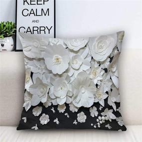 img 3 attached to 🦋 Set of 2 Batmerry Winter Pillow Covers 18x18 Inch – Beautiful Group Variety White Floral with Small Butterfly – Double Sided Decorative Throw Pillows Cases – Unique Covers for Sofa Couch Bed