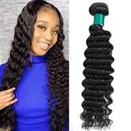 🏾 autto hair brazilian virgin hair: 14inch deep wave human hair extension - 100% unprocessed, natural black color - can be dyed and bleached logo
