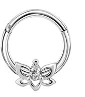 🌸 cocharm 16g 8mm septum rings: stunning lotus septum clicker earrings for stylish women & men logo