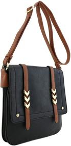 img 3 attached to Stylish Double Compartment Flapover Crossbody: Colorblock Women's Handbags & Wallets