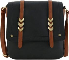 img 4 attached to Stylish Double Compartment Flapover Crossbody: Colorblock Women's Handbags & Wallets