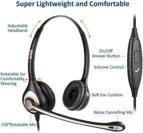 img 1 attached to Noise Cancelling Cell Phone Headset with Microphone & Call Controls, 3.5mm Computer Headphones for iPhone Samsung PC Business Skype Softphone Call Center Office, Clear Chat, Ultra Comfort - Enhanced SEO