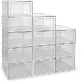 img 4 attached to IPOW 12 Pack Clear Stackable Shoe Boxes - 👟 Convenient & Versatile Storage Solution for Men, Women & Kids