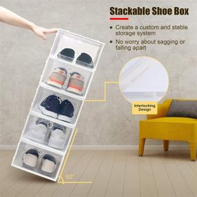 img 2 attached to IPOW 12 Pack Clear Stackable Shoe Boxes - 👟 Convenient & Versatile Storage Solution for Men, Women & Kids