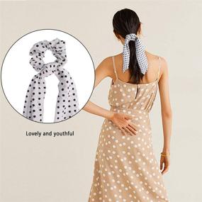 img 2 attached to 🐆 Jaciya 12 Pack Leopard Hair Scarf Scrunchies - Chiffon Hair Accessories for Women, Soft Ponytail Bobbles with Ribbon Ties - Elegant Hair Scrunchies in 12 Colors