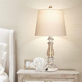 img 3 attached to 🛋 Enhance Your Bedroom with this Set of 2 Touch Control 3 Way Dimmable Table Lamps featuring 2 USB Ports, Traditional Rustic Farmhouse Style. Perfect for Nightstands, Desks, or Bedside in Living Rooms - Bulbs Included!