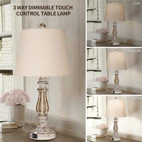 img 2 attached to 🛋 Enhance Your Bedroom with this Set of 2 Touch Control 3 Way Dimmable Table Lamps featuring 2 USB Ports, Traditional Rustic Farmhouse Style. Perfect for Nightstands, Desks, or Bedside in Living Rooms - Bulbs Included!