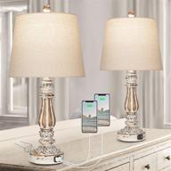 🛋 enhance your bedroom with this set of 2 touch control 3 way dimmable table lamps featuring 2 usb ports, traditional rustic farmhouse style. perfect for nightstands, desks, or bedside in living rooms - bulbs included! логотип