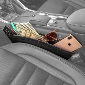 img 3 attached to 🚗 Lusso Gear 2 in 1 Car Seat Gap Organizer - Universal Fit, Adjustable Storage Pockets - Reduce Distracted Driving, Holds Phone, Money, Cards, Keys, Remote