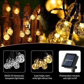 img 3 attached to Enhance Your Outdoor Décor with Lyhope Solar Outdoor String Lights: 35.6ft 60 LED Crystal Ball Globe Lights, Waterproof & Solar Powered, Ideal for Garden, Patio, Yard, Holiday Parties (Warm White)